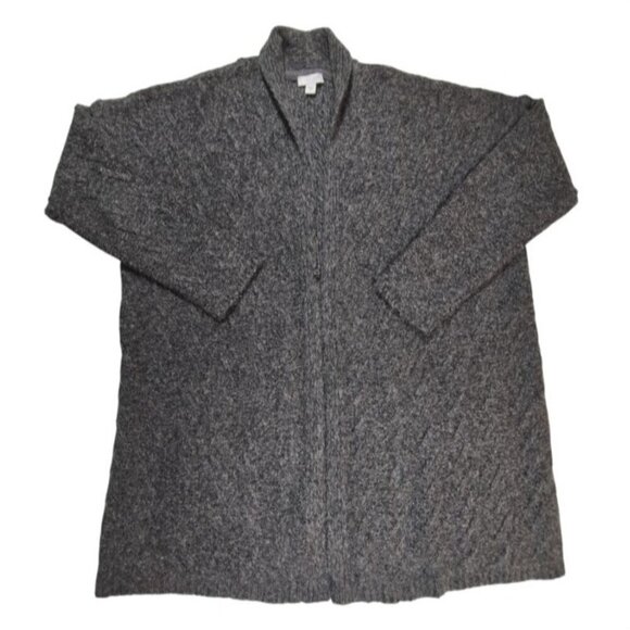 J. Jill Sweater Cardigan Open-Front Cotton Alpaca Long Chunky Knit Gray Medium - Picture 10 of 11
